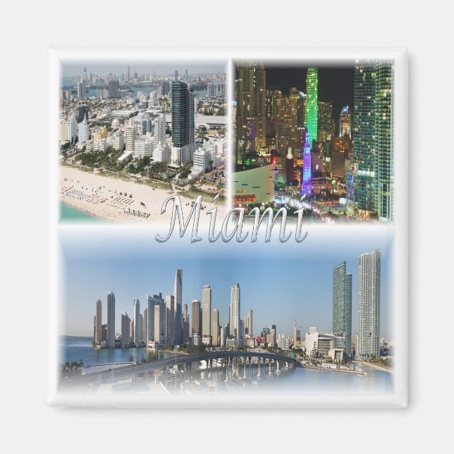 zUS053 MIAMI-Mosaik, Florida, Amerika, Kühlschrank Magnet (Vorne)