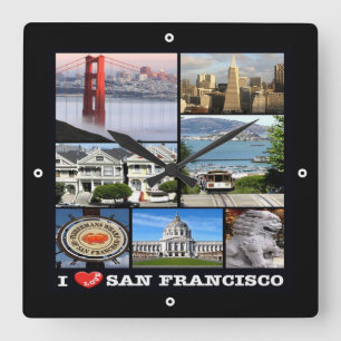 zUS067 SAN FRANCISCO I Liebe, Mosaik, Quadratische Wanduhr