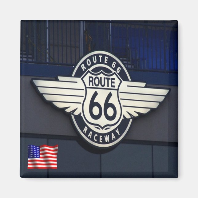 zUS088 ROUTE 66, Raceway, Amerika, Kühlschrank Magnet (Vorne)