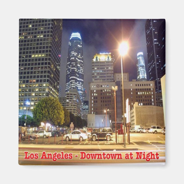 zUS174 LOS ANGELES, Downtown at Night, Kühlschrank Magnet (Vorne)