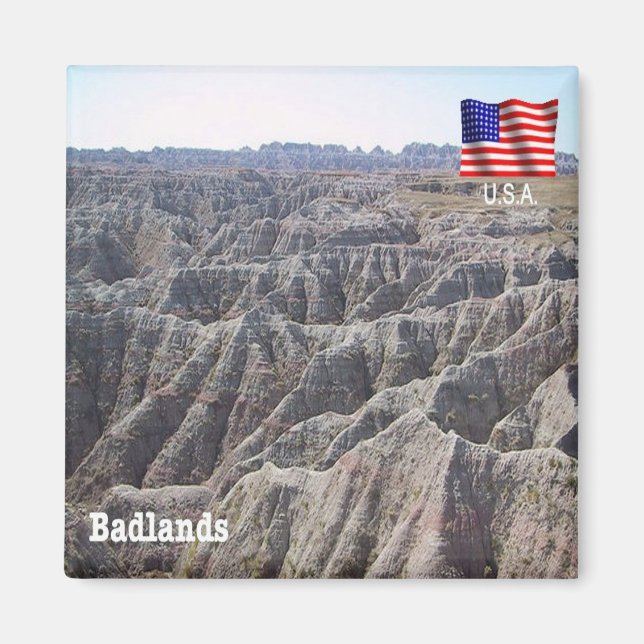 zUS189 BADLANDS, South Dakota, Amerika, Kühlschran Magnet (Vorne)