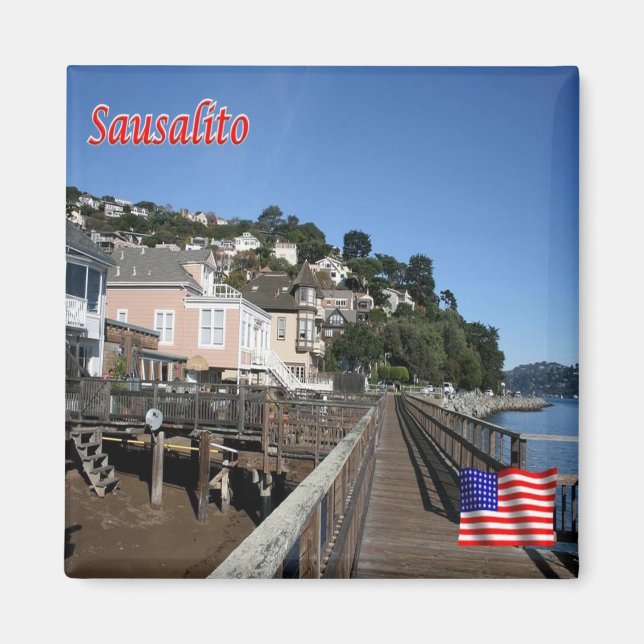 zUS196 SAUSALITO, Promenade, Kalifornien, Kühlschr Magnet (Vorne)