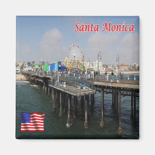 zUS201 SANTA MONICA Beach, Kalifornien, Kühlschran Magnet (Vorne)