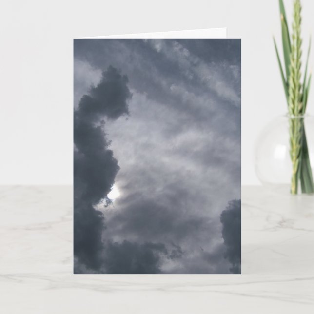 "Zusammen" Beileidskarte mit grauer Wolke und Karte (Vorderseite)