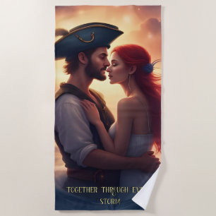 Zusammen durch jeden Sturm Romantische Piraterie Strandtuch