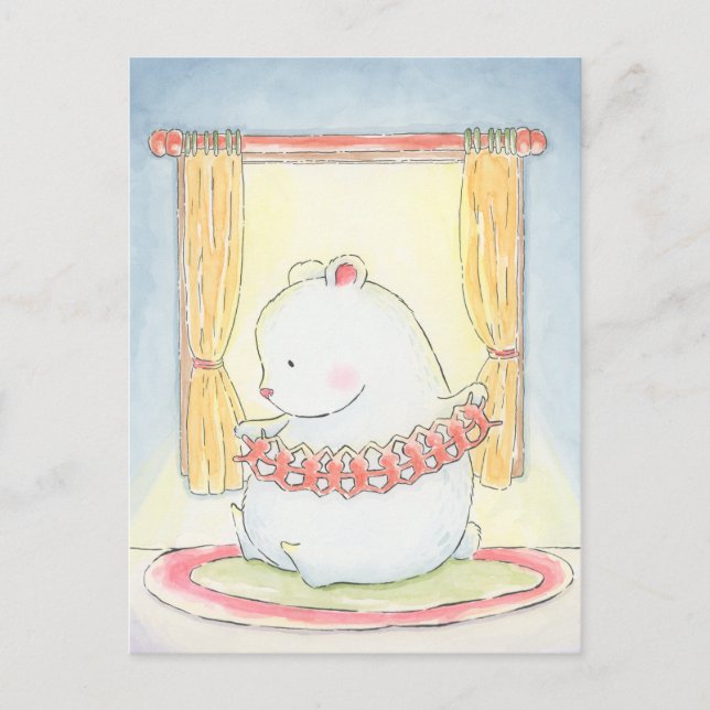 Zusammen ein Eisbär und eine sonnige Wasserfarbe Postkarte (Vorderseite)