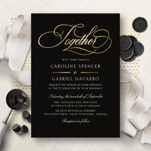 Zusammen Formal Elegante Kalligrafie Hochzeit Folieneinladung