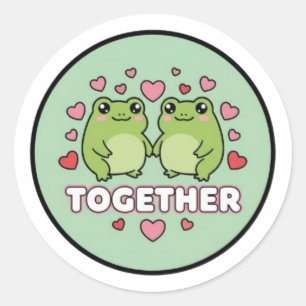 Zusammen Frosch Aufkleber Süßes Froschpaar hält Hä