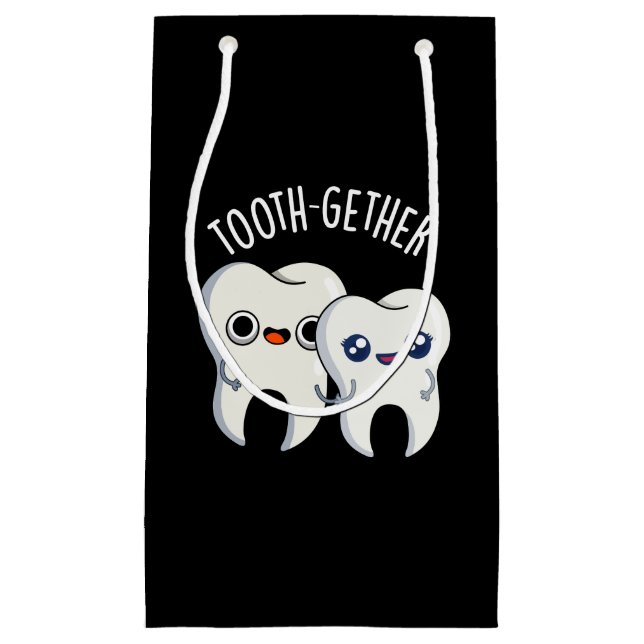 Zusammen Funny Tooth Pun Dark BG Kleine Geschenktüte (Vorderseite)
