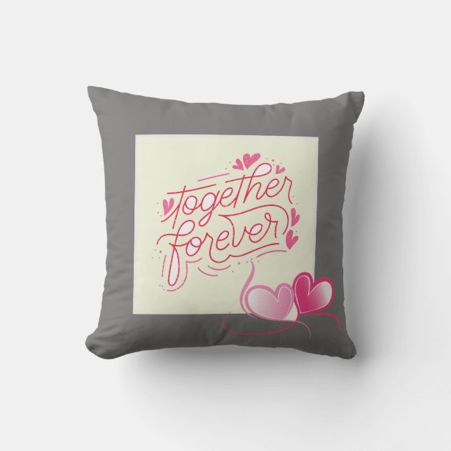 "zusammen für immer" rosa Herzen Paar Geschenk Kissen (Vorderseite)