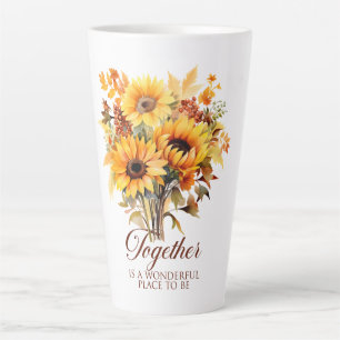 Zusammen im Herbst – Sonnenblumen, Blätter & Liebe Milchtasse