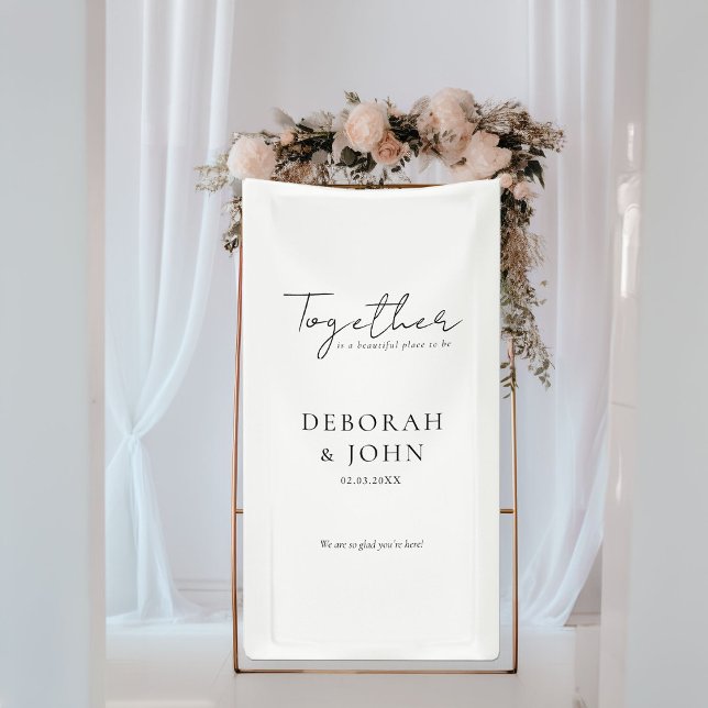 Zusammen ist ein schöner Ort zu sein! Elegant Banner (Together is a beautiful place to be! Elegant, Modern, Wedding Banner with your Name & Date.)