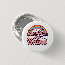 Zusammen leuchten wir – Regenbogen-Retro-Pride-Zit Button