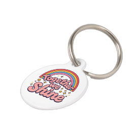 Zusammen leuchten wir – Regenbogen-Retro-Pride-Zit Haustiermarke