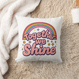 Zusammen leuchten wir – Regenbogen-Retro-Pride-Zit Kissen