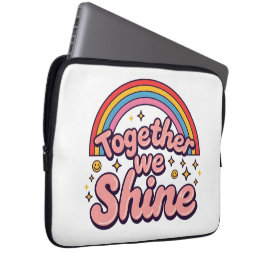 Zusammen leuchten wir – Regenbogen-Retro-Pride-Zit Laptopschutzhülle