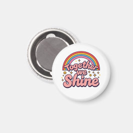 Zusammen leuchten wir – Regenbogen-Retro-Pride-Zit Magnet