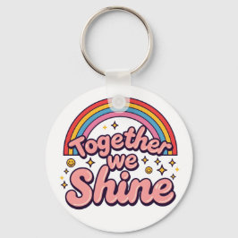 Zusammen leuchten wir – Regenbogen Retro Pride Zit Schlüsselanhänger