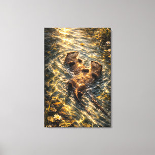 Zusammen Treiben   Otter Kunst   Stretched Leinwan Leinwanddruck