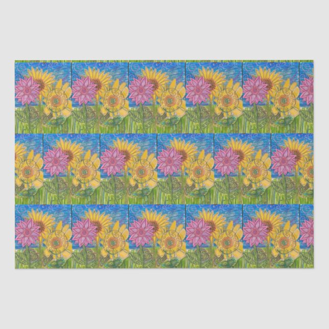 Zusammenarbeit mit Sonnenblumen Seidenpapier (Vorderseite)