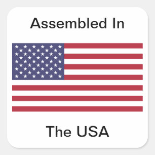 Zusammengebaut in den USA Quadratischer Aufkleber