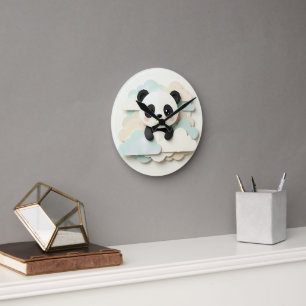 Zusammengefalteter Baby-Panda Süße Origami Runde Wanduhr