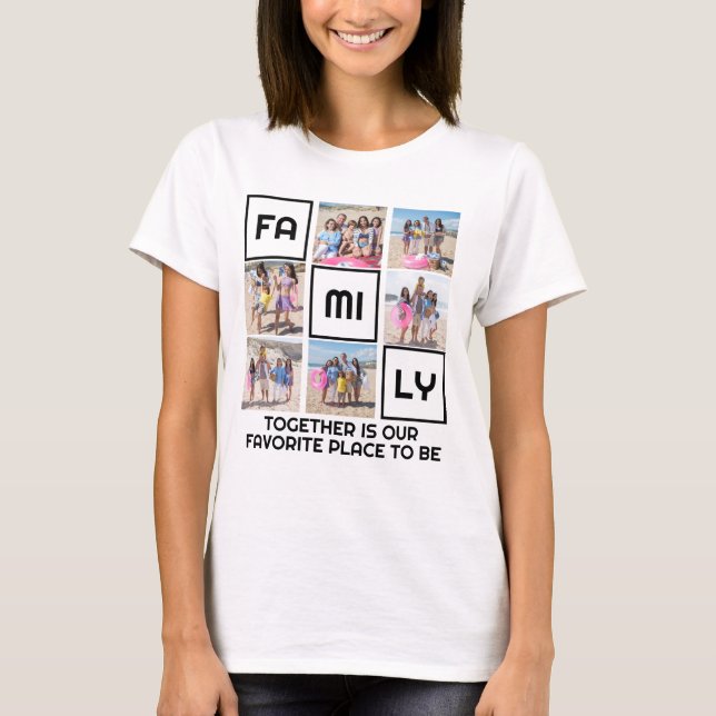 Zusammengefasst 6 Fotos und Personalisierter Text T-Shirt (Vorderseite)
