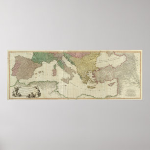Zusammengesetzte Mittelmeeratlas-Karte Poster