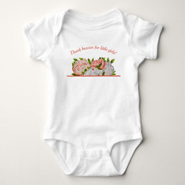Zusammengesetzte Peonies auf einem Baby-Bodysuit Baby Strampler (Vorderseite)
