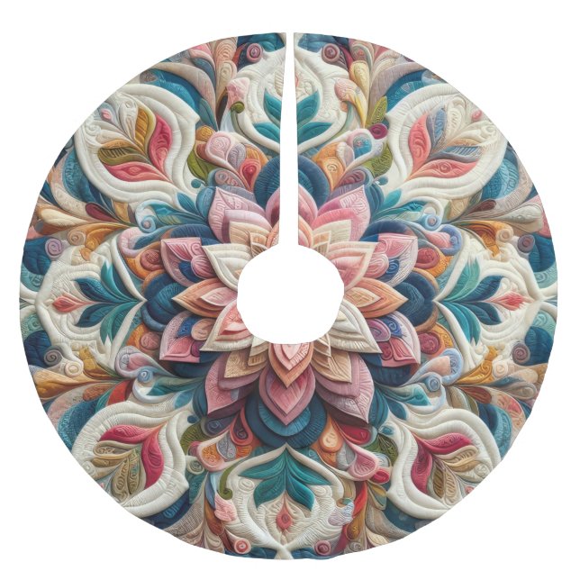 Zusammengestelltes abstraktes Design Polyester Weihnachtsbaumdecke (Vorderseite)