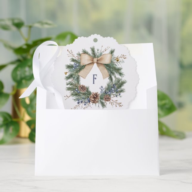 Zusammengewohnheit Rustikales Monogramm-Foto Ornament Karte (Umschlag)