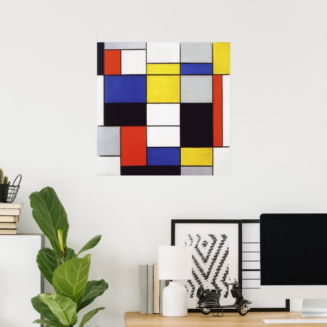 Zusammensetzung A von Piet Mondrian Poster (Heimbüro)