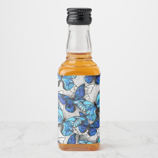 Zusammensetzung der weißen und blauen Schmetterlin Alkoholflaschenetikett (Vorderseite)