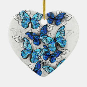 Zusammensetzung der weißen und blauen Schmetterlin Keramik Ornament