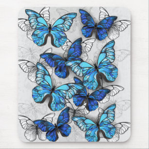 Zusammensetzung der weißen und blauen Schmetterlin Mousepad