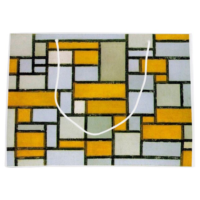 Zusammensetzung Gelb und Grau, Mondrian Große Geschenktüte (Vorderseite)
