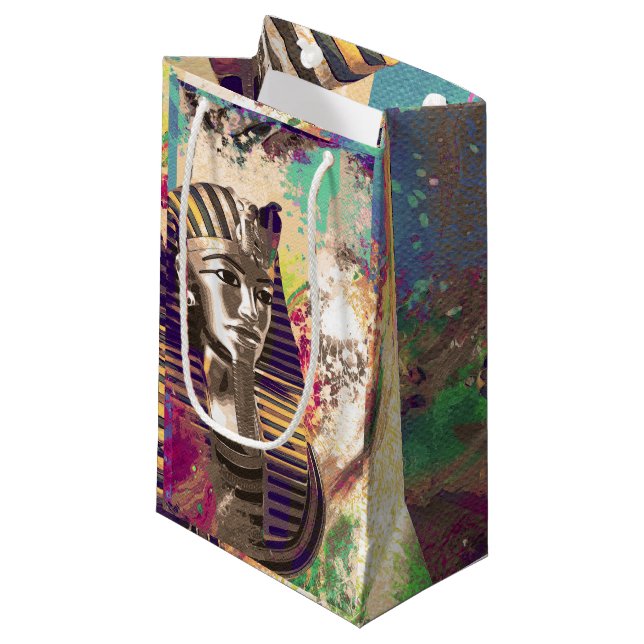 Zusammensetzung Königs Tut Mask Abstract Kleine Geschenktüte (Vorderseite Schrägansicht)
