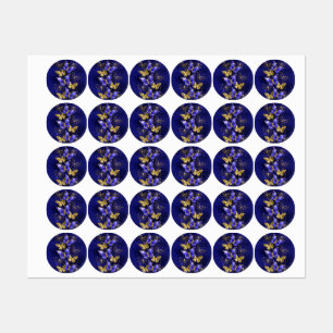 Zusammensetzung mit Sapphire-Schmetterlingen Etiketten