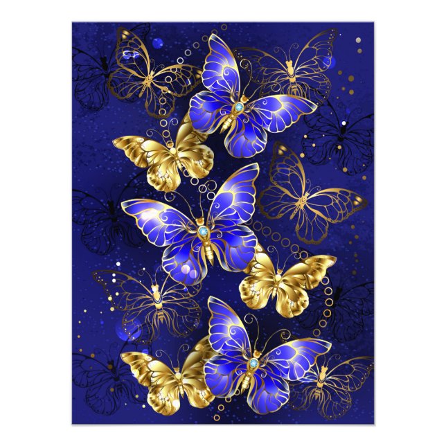 Zusammensetzung mit Sapphire-Schmetterlingen Fotodruck (Vorne)