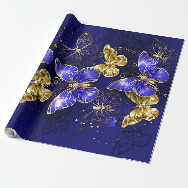 Zusammensetzung mit Sapphire-Schmetterlingen Geschenkpapier (Ungerollt)