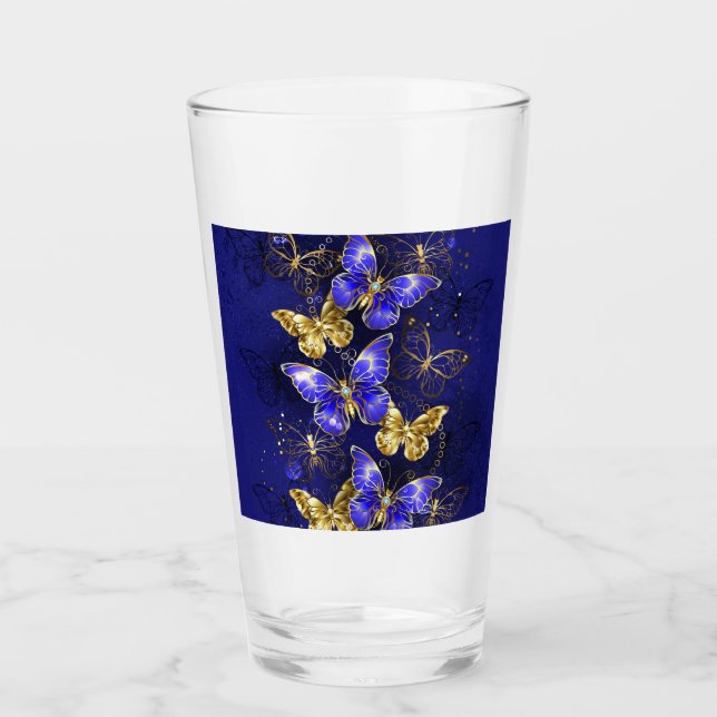 Zusammensetzung mit Sapphire-Schmetterlingen Glas (Vorderseite)