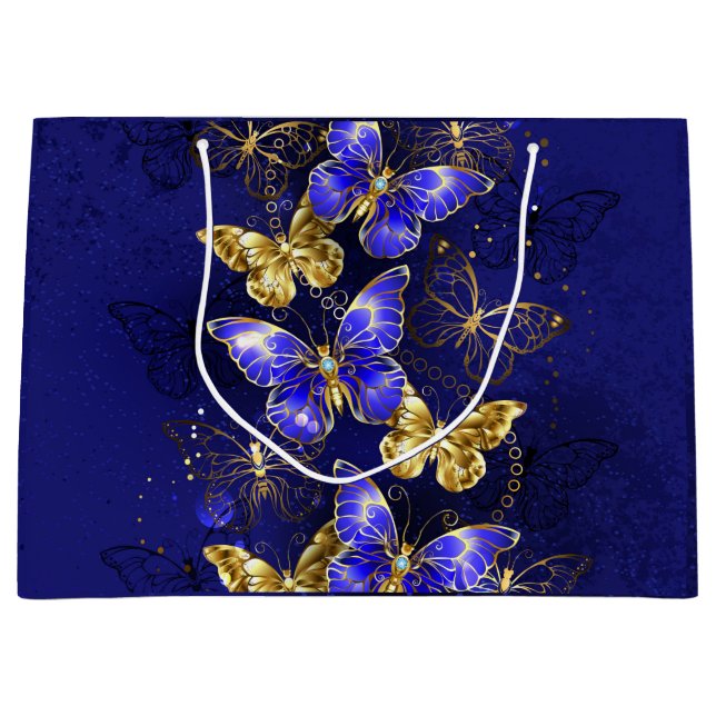 Zusammensetzung mit Sapphire-Schmetterlingen Große Geschenktüte (Vorderseite)