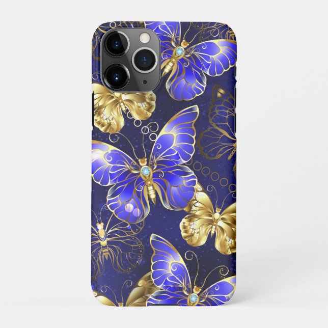 Zusammensetzung mit Sapphire-Schmetterlingen iPhone Hülle (Rückseite)