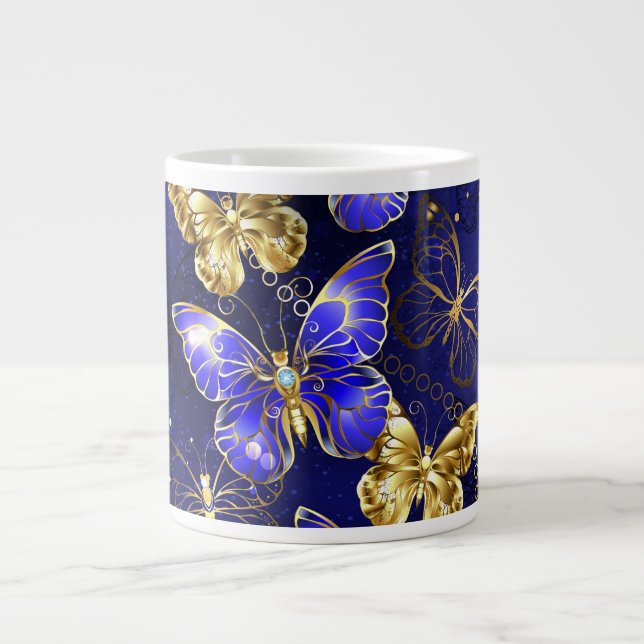 Zusammensetzung mit Sapphire-Schmetterlingen Jumbo-Tasse (Vorderseite)