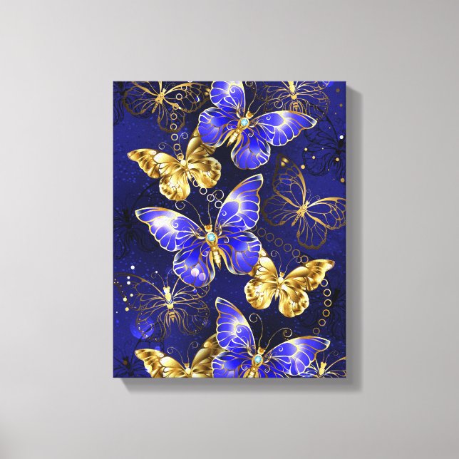 Zusammensetzung mit Sapphire-Schmetterlingen Leinwanddruck (Vorderseite)