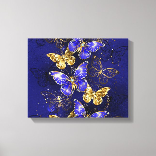 Zusammensetzung mit Sapphire-Schmetterlingen Leinwanddruck (Vorderseite)