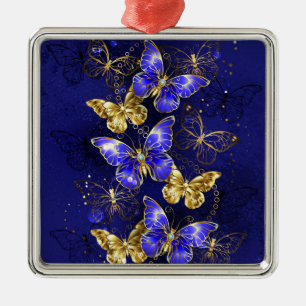 Zusammensetzung mit Sapphire-Schmetterlingen Ornament Aus Metall