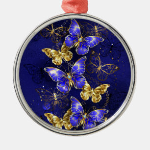 Zusammensetzung mit Sapphire-Schmetterlingen Ornament Aus Metall