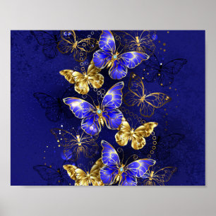 Zusammensetzung mit Sapphire-Schmetterlingen Poster
