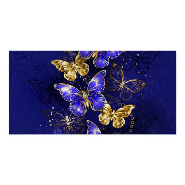 Zusammensetzung mit Sapphire-Schmetterlingen Poster (Vorderseite)